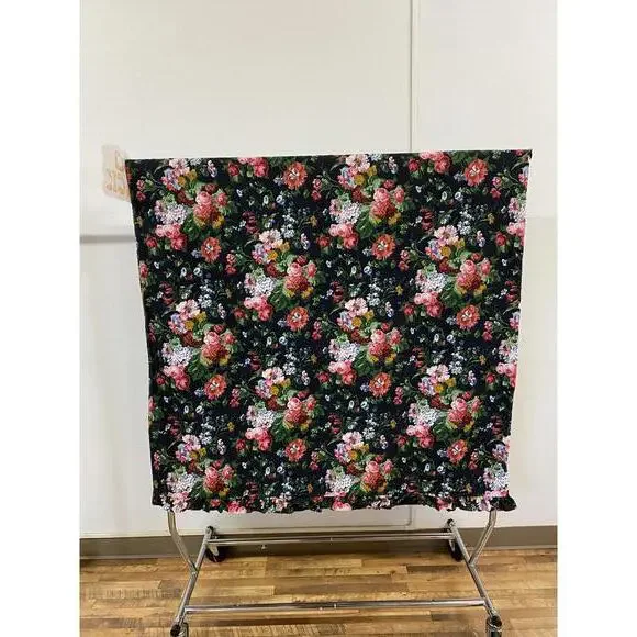 Ralph Lauren Floral & Black RARE Isadora Cossette King Ruffle Sheet 100” x 104” - Picture 6 of 8